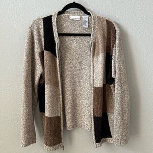 Croft and Barrow Zip up Sweater Brown Colorblock Size M